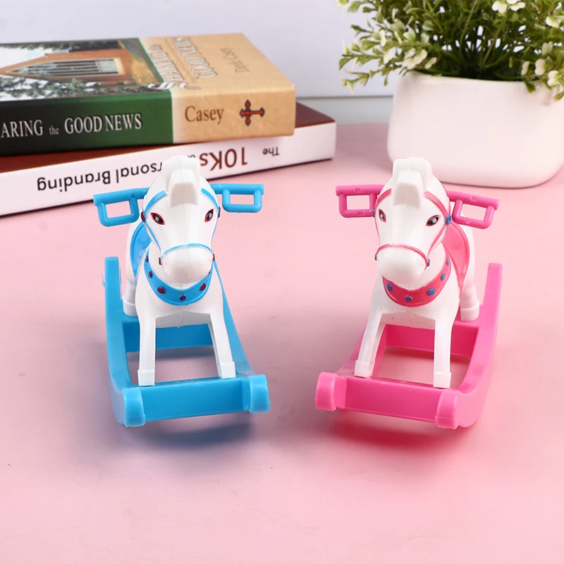 1 Pc 1:12 Dollhouse Miniature Cute Wooden Trojan Horse Rocking Horse Chair Doll House Accessories Decor Different Style