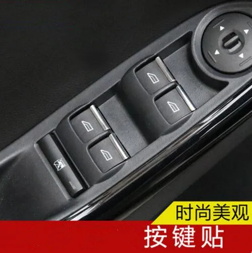 Car styling Windows lift switch button metal chrome trim decoration accessories case for Ford Focus Ecosport Fiesta Kuga S-MAX