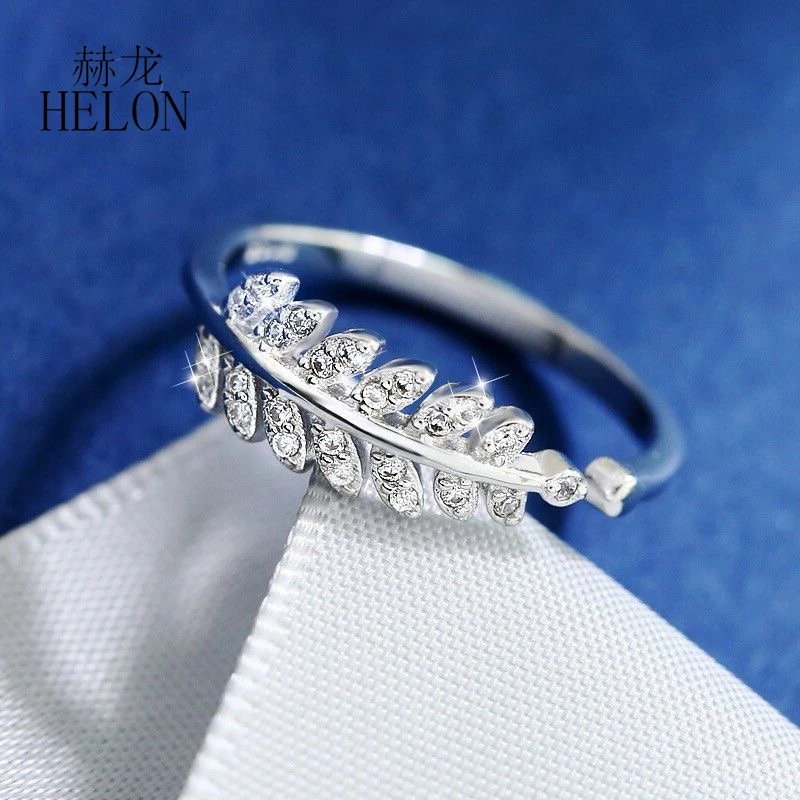 HELON Solid 14K White /Yellow / Rose Gold Pave Natural Diamonds Engagement Ring For Women Birthday Anniversarry Best Gift