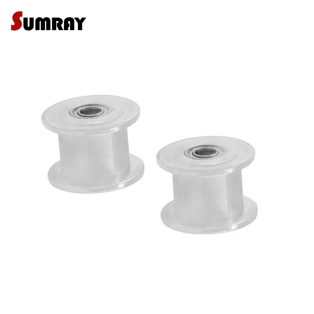 2pcs No Teeth Tooth Belt Idler Pulley 2GT 20T 3/4/5mm Inner Bore 7/10mm Width Passive Pulley Wheel for 3D Printer