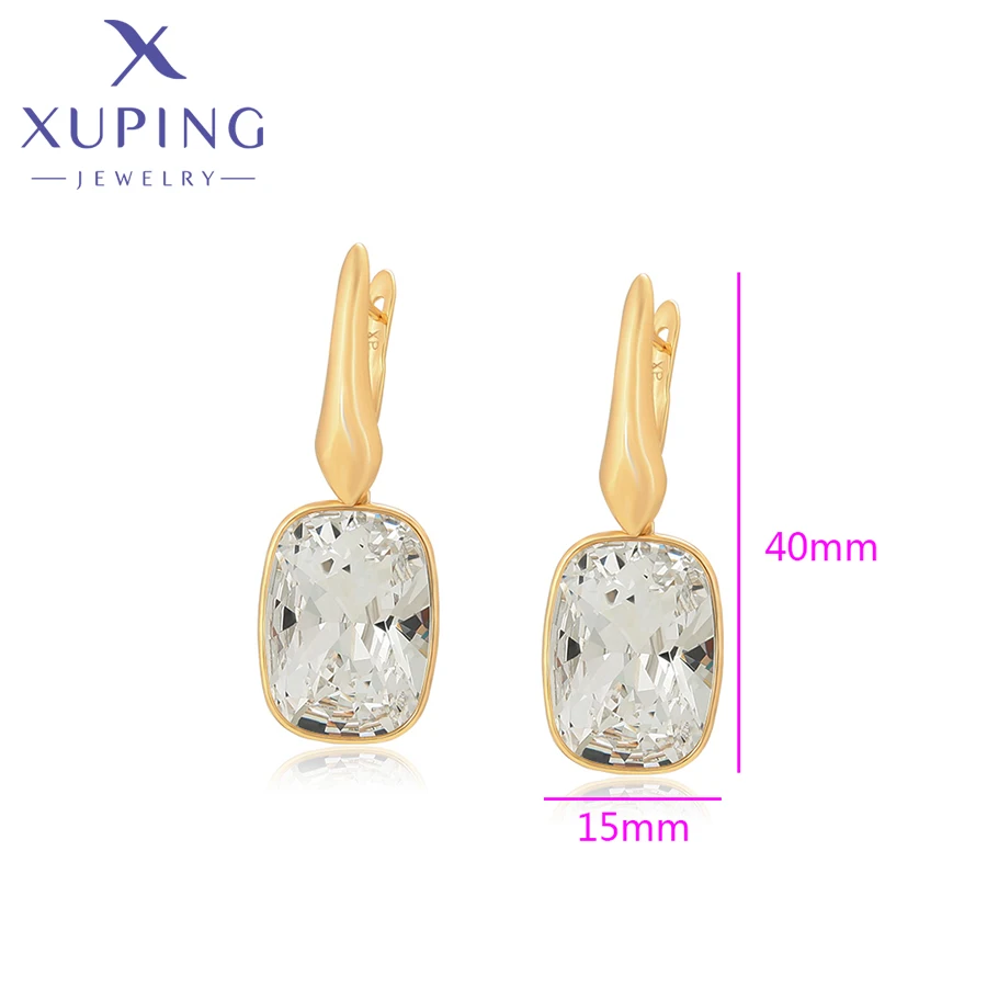 Xuping Jewelry Fashion Luxury New Arrival Square Crystals Earrings for Women Christmas Gift 610412689