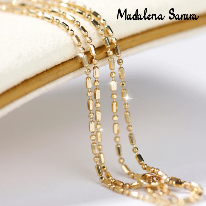 MADALENA SARARA Pure 18k Gold Chain Necklace Au750 Gold Simple Bamboo Style Women Necklace 2g