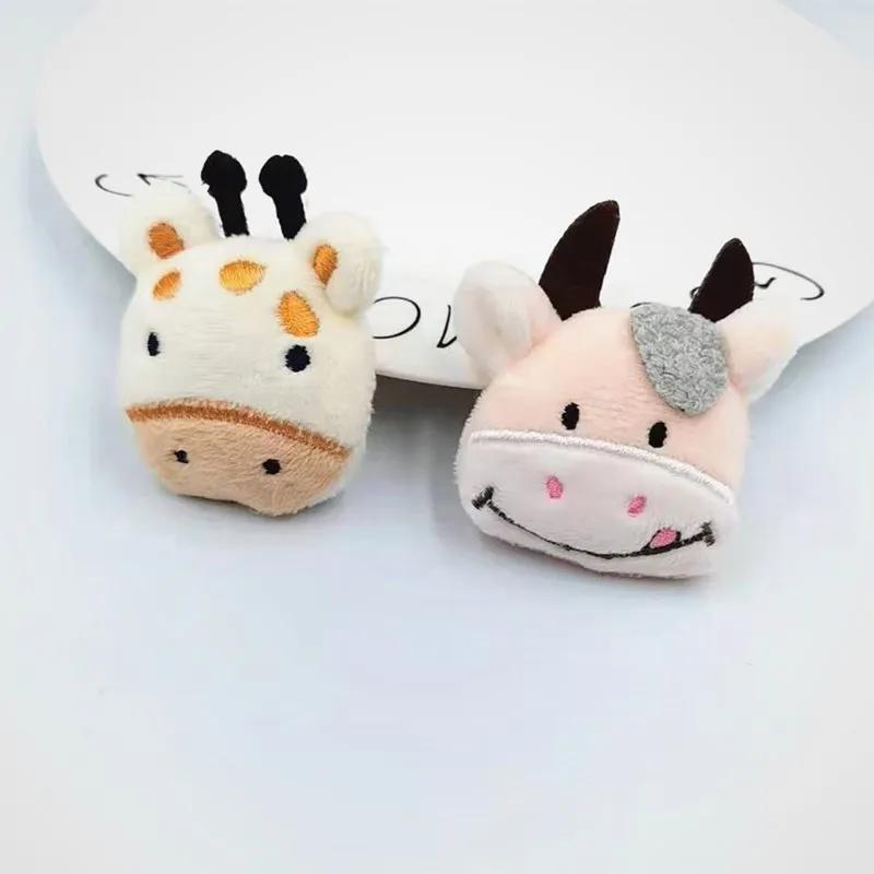 10pcs/lot Cartoon Plush Fabric Deer/Cow/Rabbit Padded Appliques Kids Hair Garments Accessories DIY Handmade Patches