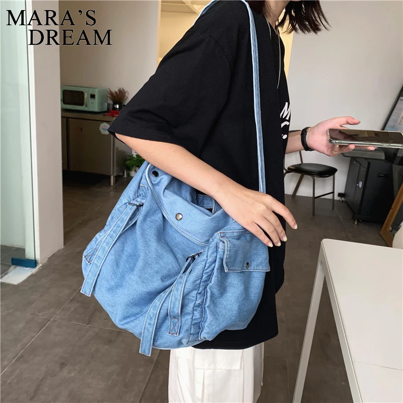 Mara\' Dream Women Denim Blue Shoulder Bag New Design Brand Female Canvas Jeans Tote Handbags Large Vintage Crossbody Travel Bags