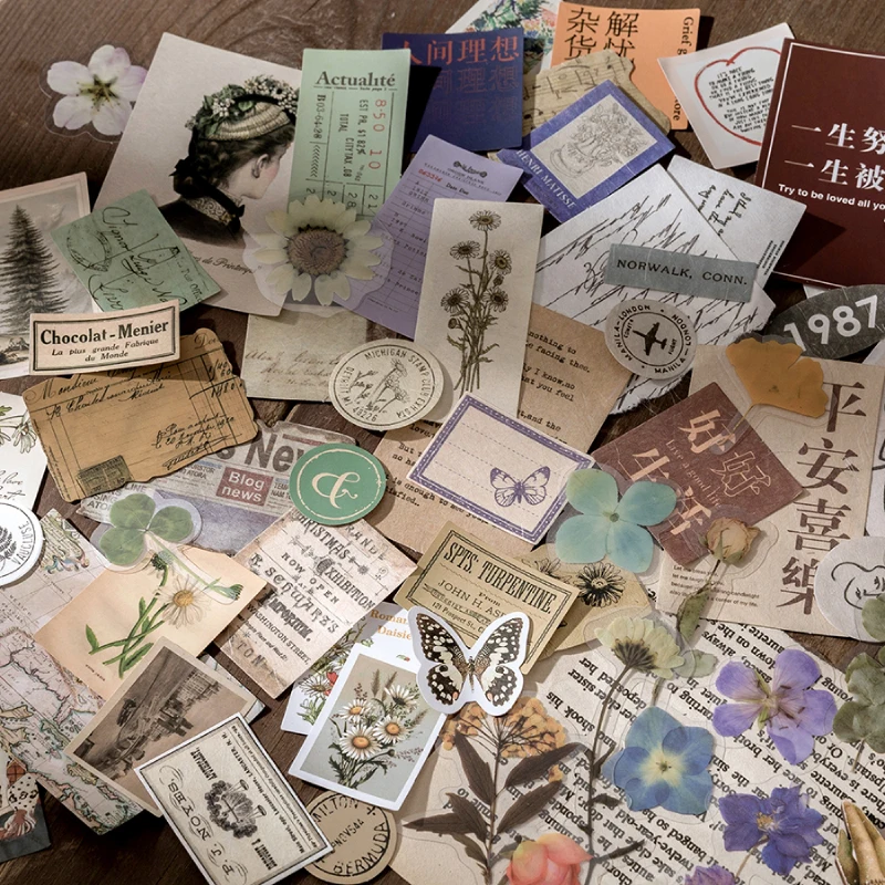 Journamm 15pcs Vintage Cards for Phone Deco Retro Stationery Supplies Plant Paper Junk Journal Label Scrapbooking Material image 2