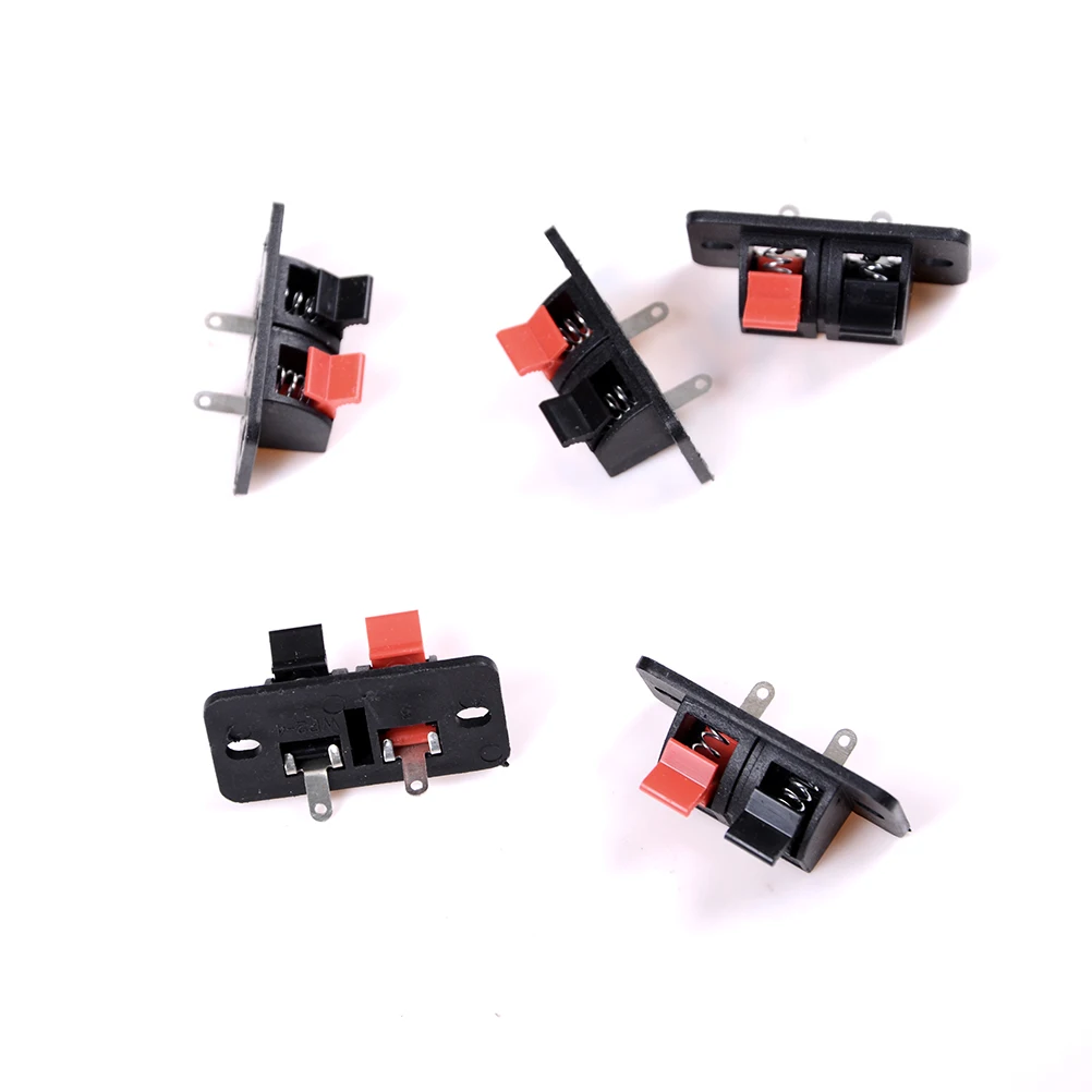 Hot 5 Pcs 2 Positions Connector Terminal Push in Jack Spring Load Audio Speaker Terminals