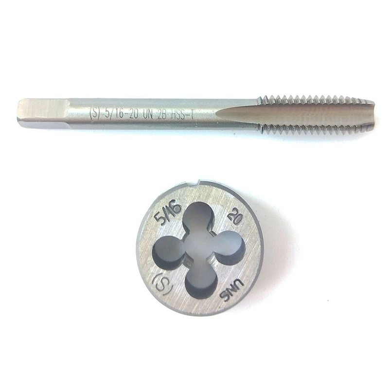 2 Buah 5/16-20 Set Tap dan Die UNS British AS Buatan Tangan Kanan Alat Taper Threading untuk Mesin Cetakan