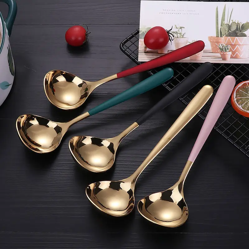 1PC Korean Stainless Steel Thicken Soup Spoon Creative Deepening Long Handle Hotel Hot Pot Scoop Home Kitchen Cooking Utensil