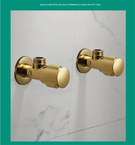 Imagen 2 del producto Tuqiu-Válvula de ángulo de latón, válvula de Control de agua de esquina dorada, válvula de agua de grifo de baño cromada, 1/2 1/2 X, latón negro