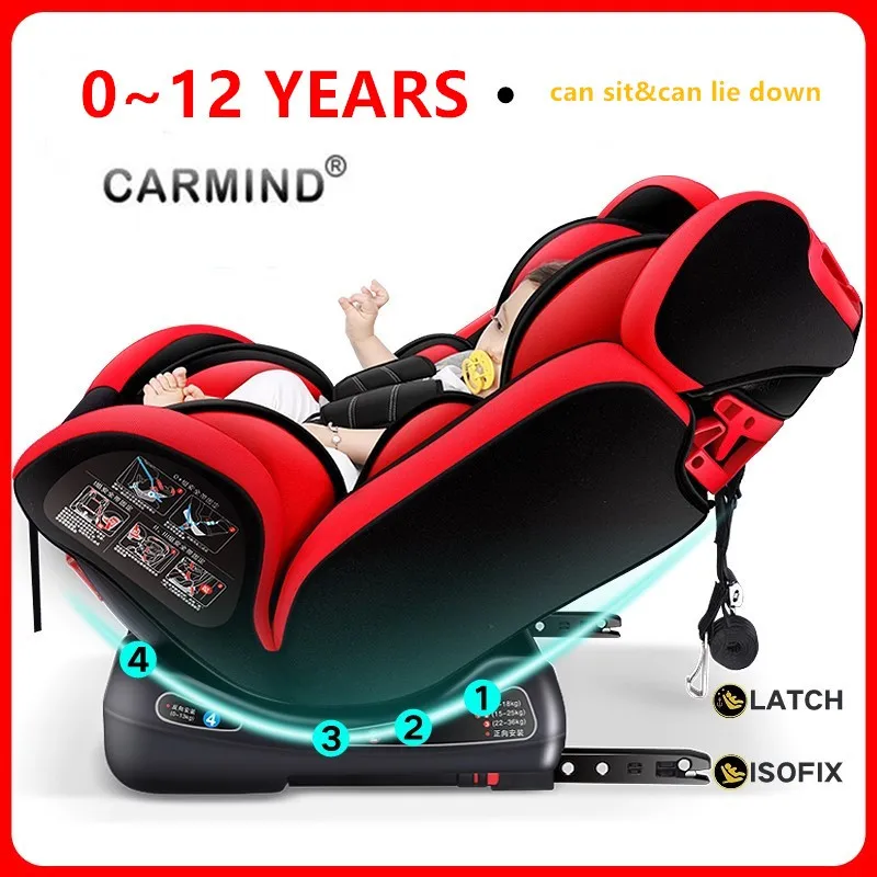 Adjustable Child Car Safety Seat 0-12Y/ 9-36kg Portable Baby Car Seat ISOFIX Hard Interface Five Point Harness Toddler Car Seat