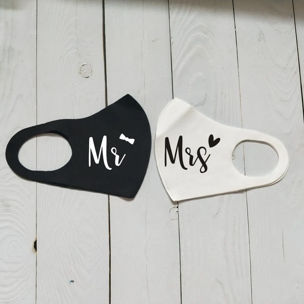 Personalized 2pcs Bride and Groom Face Masks Wedding Party face mask Mr and Mrs Masks for Guests Custom Wedding Face Masks