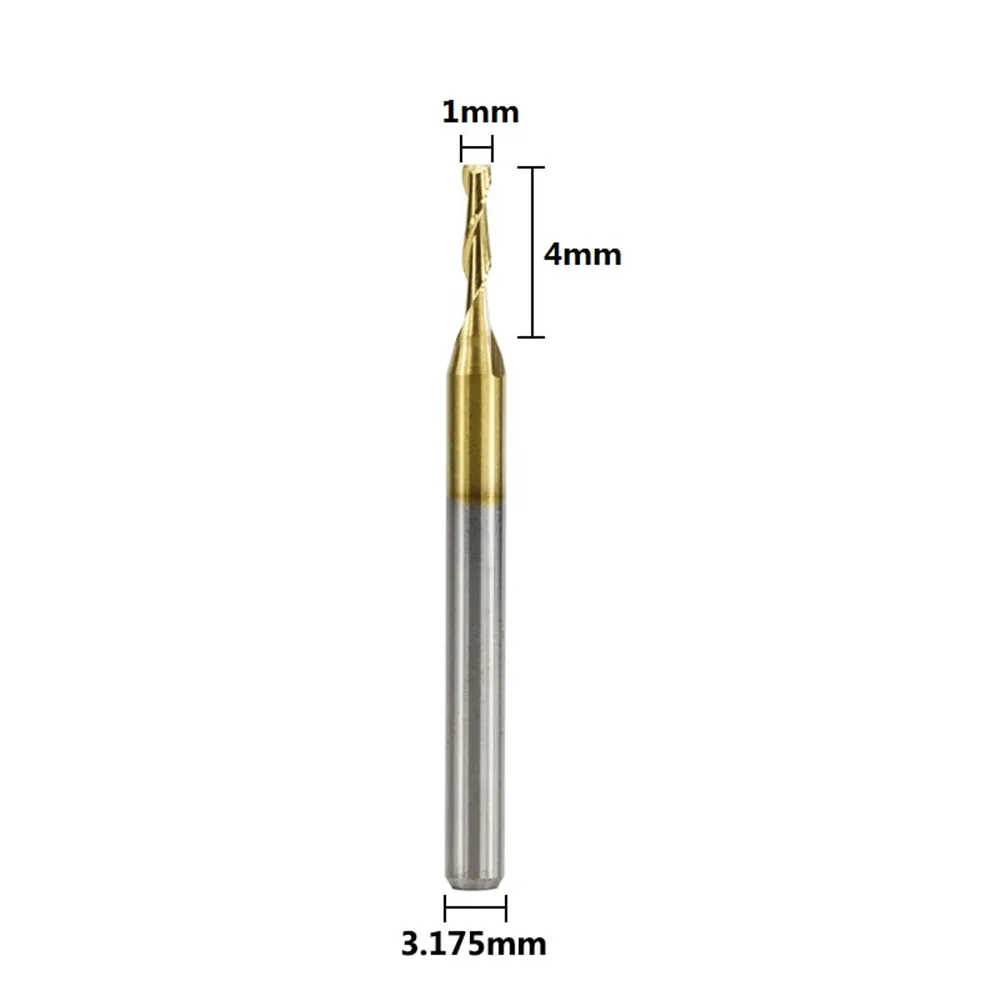 

10pcs 1mm tungsten carbide flat end milling cutters 3.175 shank cnc router bit for wood / plastic cutting 2 spiral flute mil