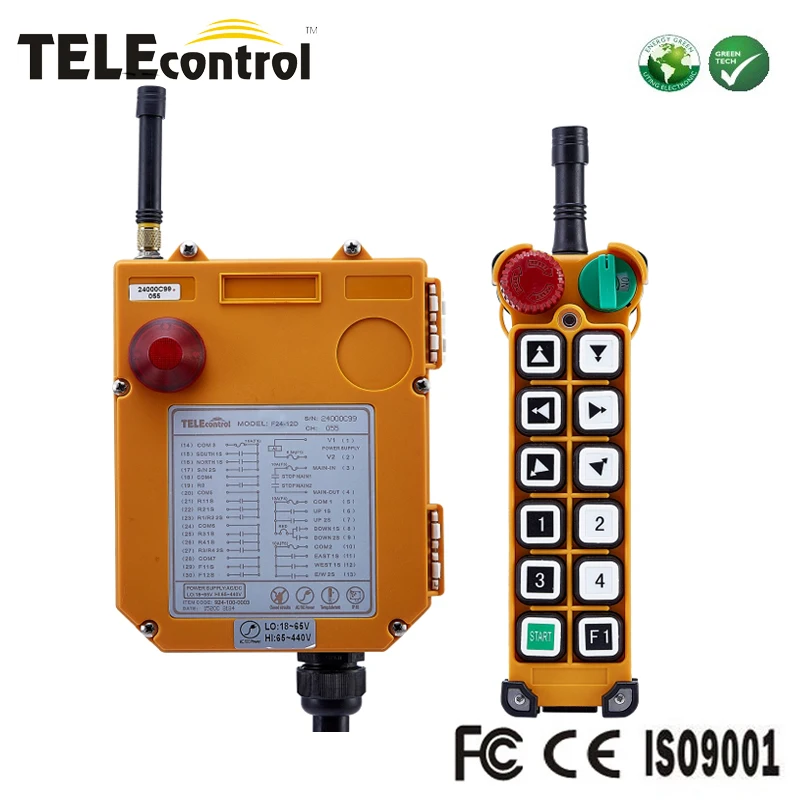 

Telecontrol 12 buttons industrial wireless overhead EOT crane remote control F24-12D with mushroom emergency rotary switch