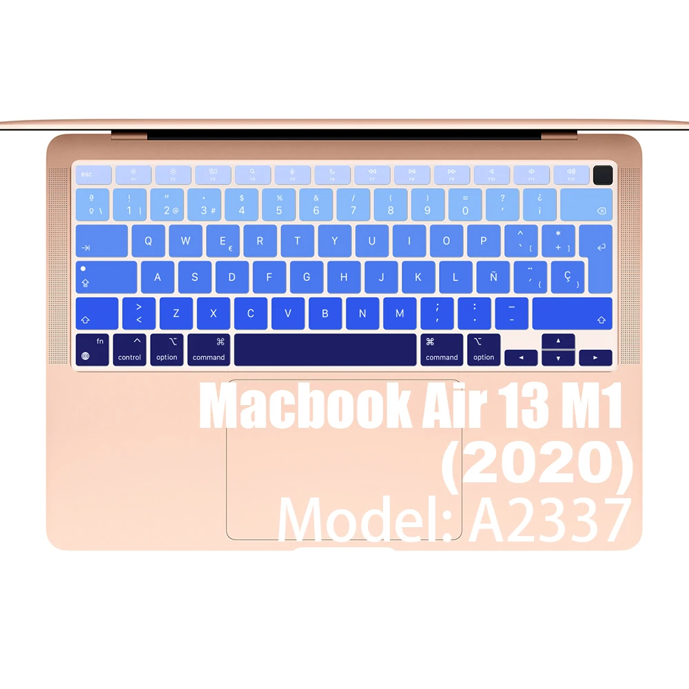 Macbook Air 13 A2337 용 스페인어 노트북 컬러 실리콘 키보드 커버 Apple Air13 M1 2020 용 보호 필름 키보드 케이스, 신제품