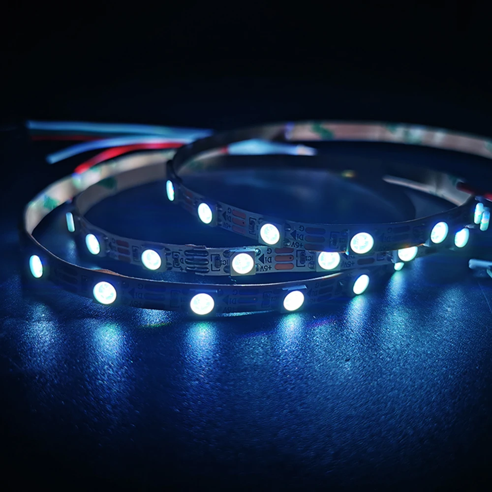 Imagem -06 - Rgb Conduziu a Luz de Tira Fita Endereçável Individualmente Inteligente mm 10 mm Largura Pcb Ip30 Preto Branco 60 Pixels m 15m Dc5v Ws2812b 5050