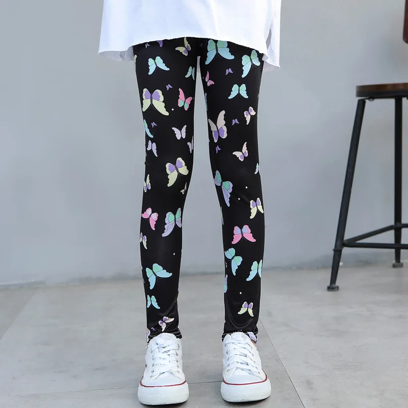 Leggings para niña, pantalones finos con estampado elástico para primavera y otoño, pantalones coreanos para niños, ropa de verano