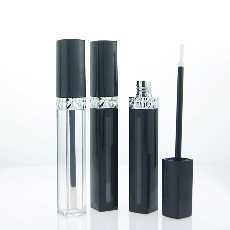 

10/30pcs 5ml Top Grade Empty Lip Gloss Tube,Square Clear/Black Lip Gloss Refillable Bottles,Plastic Liquid Lipstick Container