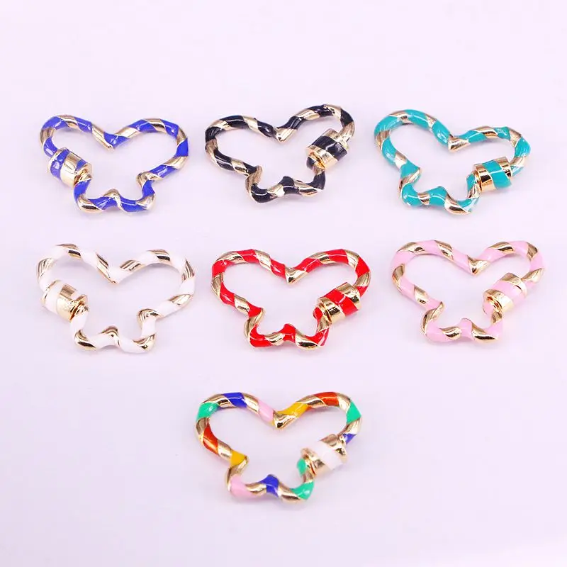 

10PCS, Enamel Butterfly shape DIY Jewelry Clasps Copper Connector Lock Carabiner For Jewelry Making