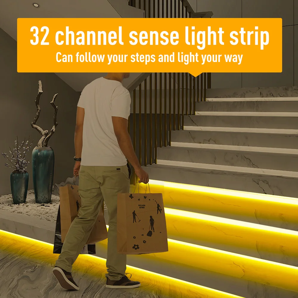 Imagem -06 - Controlador de Sensor de Movimento para Step Stair Luz Noturna Pir Iluminação Home Stair Sistema Inteligente 12v 24v 32 Canais