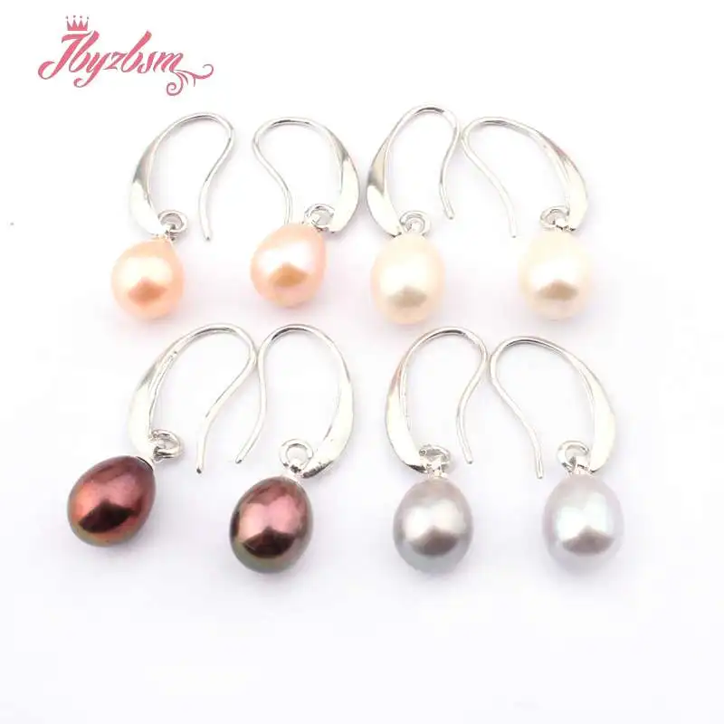 7x8-9x10mm Natural Oval Freshwater Pearl Exquisite Hoop Earring 1 Pair Women Wedding Party Anniversary XMAS New Year Gift