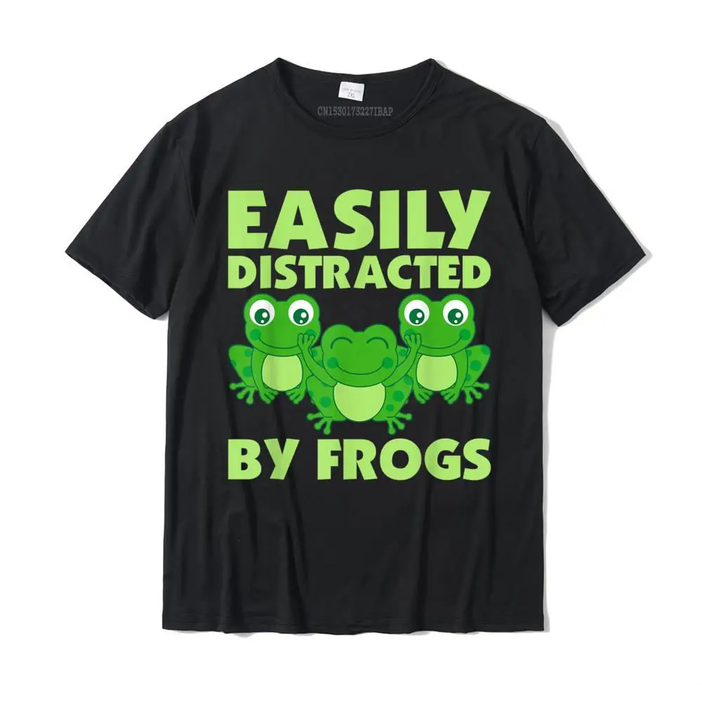 

Easily Distracted By Frogs Funny T-Shirt Frog Lovers Camisas Europe Tops & Tees For Men Coupons Cotton Top T-Shirts Classic