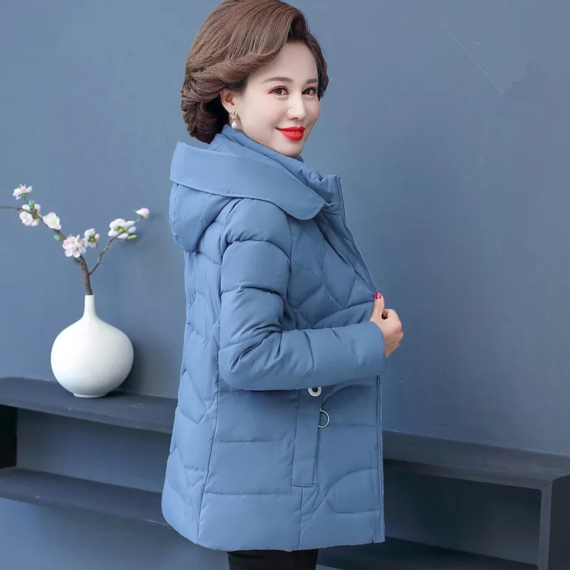 UHYTGF Down Cotton Coat Women Short Jacket Thick Hooded Tops Warm Autumn Winter Coat Womens 5XL Large Size Parker Female 2290