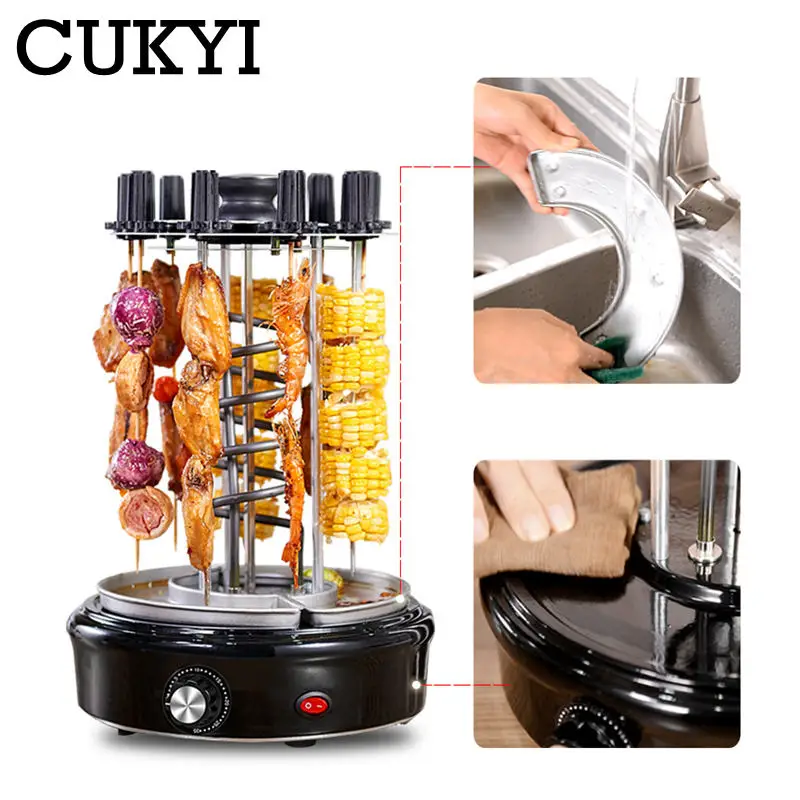 Multifunctional Electric Vertical Grill 9/10/15 Sticks Machine Smokeless Barbecue Grill Automatic Rotating Skewers Stove Timing