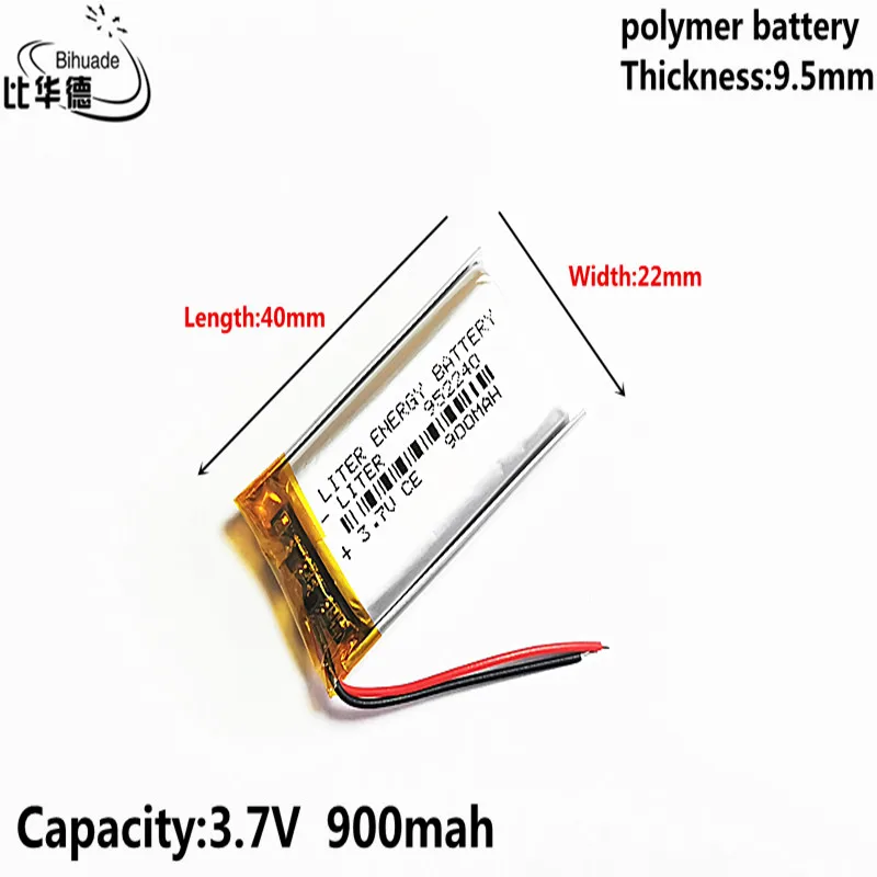 10pcs 3.7V 900MAH 952240 Lithium Polymer LiPo Rechargeable Battery For Mp3 headphone PAD DVD bluetooth camera