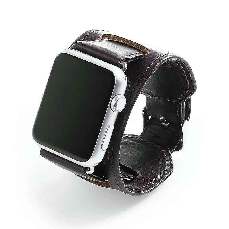 หนังสำหรับ Apple Watch 38มม.40มม.42มม.44มม.สำหรับ IWatch Series 5 4 3 2 1หนังแท้ Retro สายรัดข้อมือ