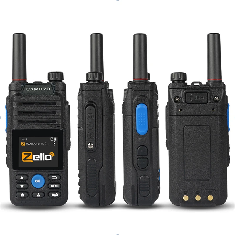 Two Sets Zello 4G Mobile Radio Real Ptt Android Network Walkie Talkie for Hunting 50 km 100 km Sim Card 4G Poc Radio