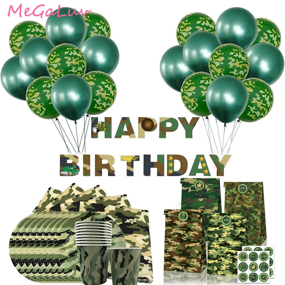 

Camouflage Party Tableware Army Green Plate Cup Napkin Camo Balloons Military Theme Birthday Party Decorations Kids Baby Shower