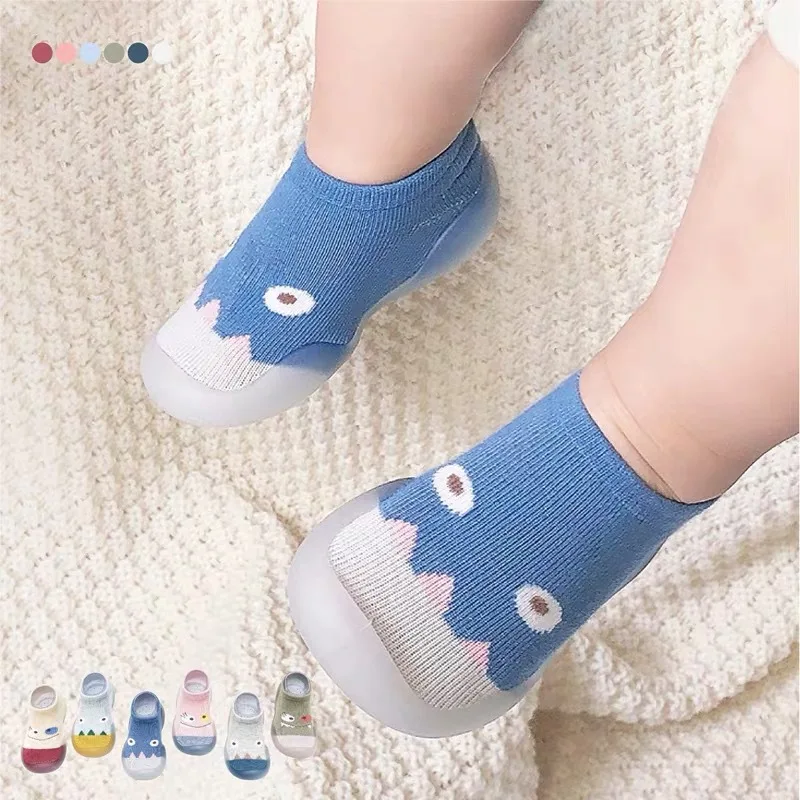 Children Anti-slip Shoes Newborn Baby Boy Girl Cotton Non-slip Floor Socks Rubber Sole Cartoon Indoor Infant Shoes