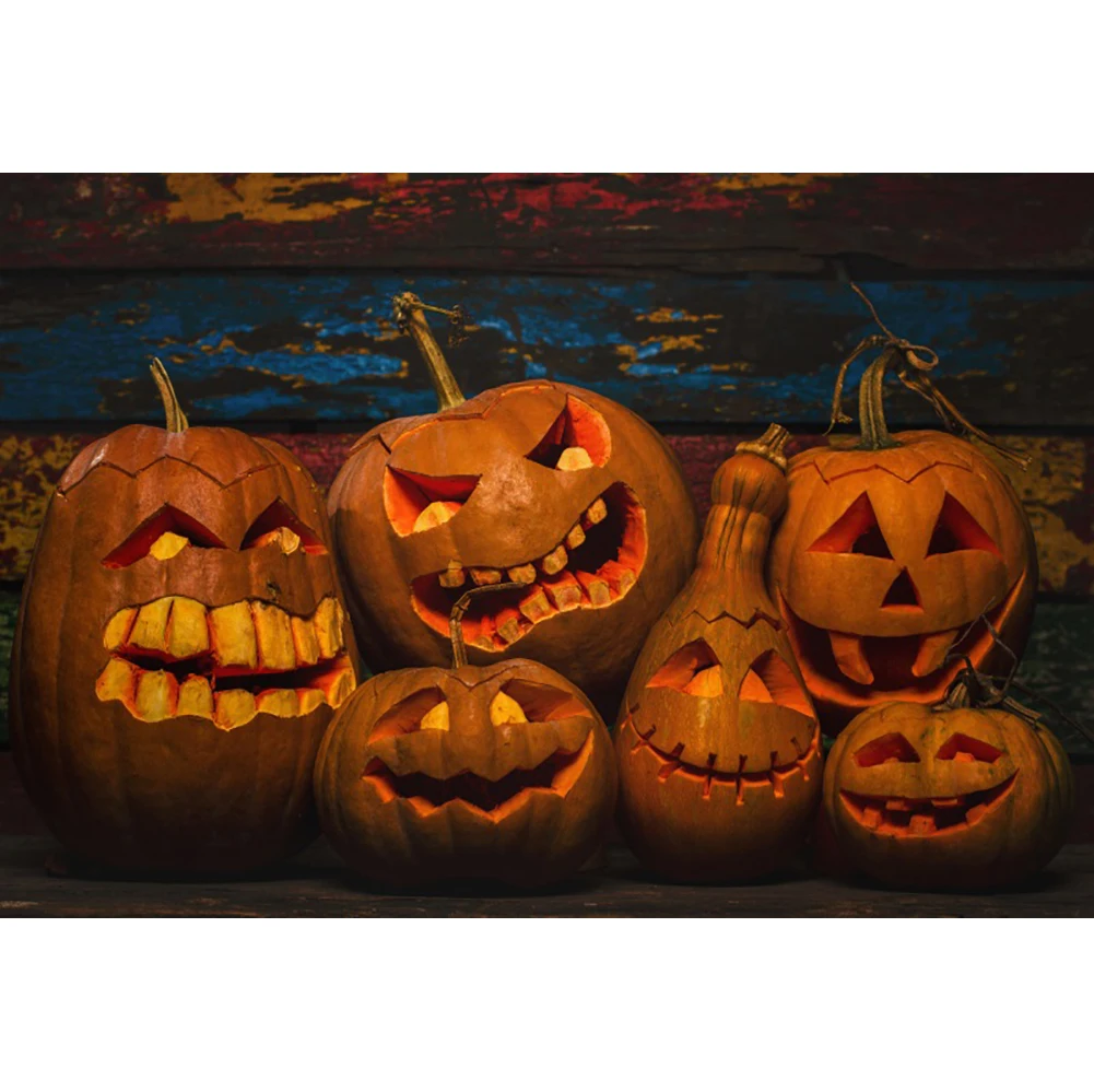 Laeacco Halloween Festival sfondo per fotografia orribile lanterna di zucca vecchie tavole di legno Photocall sfondo Studio fotografico