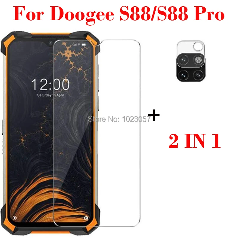 3-in-1 Case + Camera Tempered Glass On For Doogee S88 S88 Plus ScreenProtector Glass For Doogee S88 Pro 3D Glass