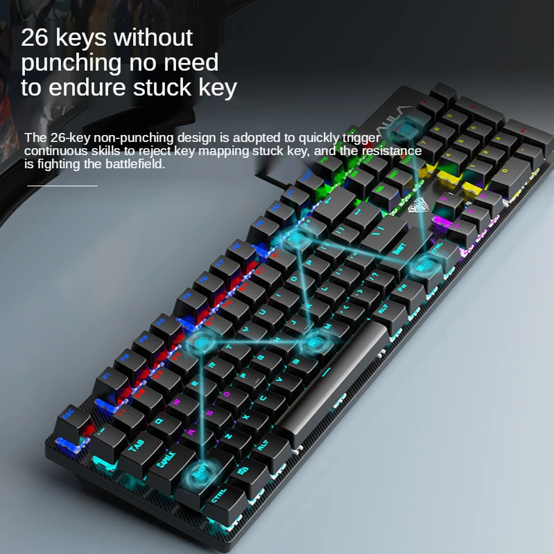 S2022 Cable USB Keyboard Green Axis Desktop Computer Notebook Game Keyboard Suit for Winxp/win7/win8/ Win10