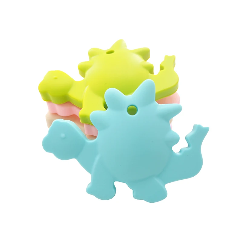 

Chenkai 10PCS BPA Free Silicone Dinosaur Teether Baby Cute Cartoon Teething For Baby Necklace Pendant Teething Chewing Toys