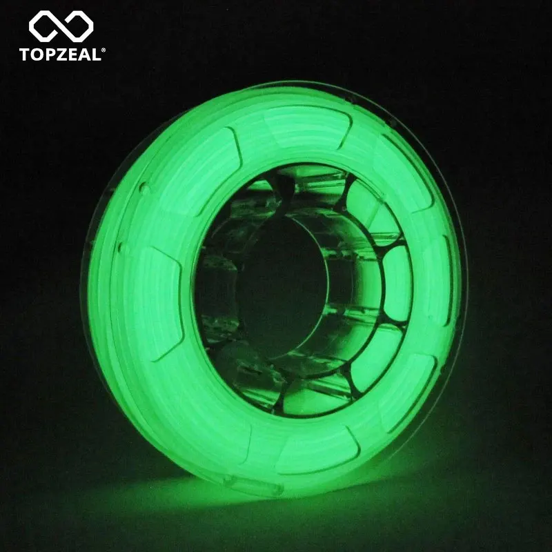 TOPZEAL Glow Green Color in the Dark 3D Printer PLA Filament Dimensional Accuracy +/- 0.05mm PLA 1KG Spool Luminous Green Color