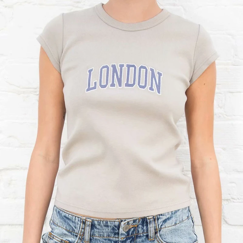 PUWD Slim Girls Bomb Cotton Tshirts 2022 Summer Fashion Ladies Soft Short Tees Vintage Women Chic Tops Cute