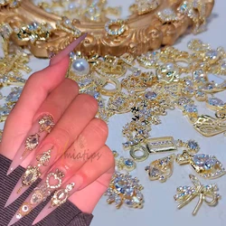 Mix 30 Pcs Metal Manicure Nail Art Decoration Charm Golden Silver Alloy Jewelry Variety of Styles Random Mixed Nail Accessories