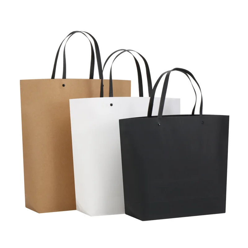 5/10pcs Kraft paper Clothing Shopping Bags for New Year Gift storage Packaging for Business Promotional Paper handbag Customized