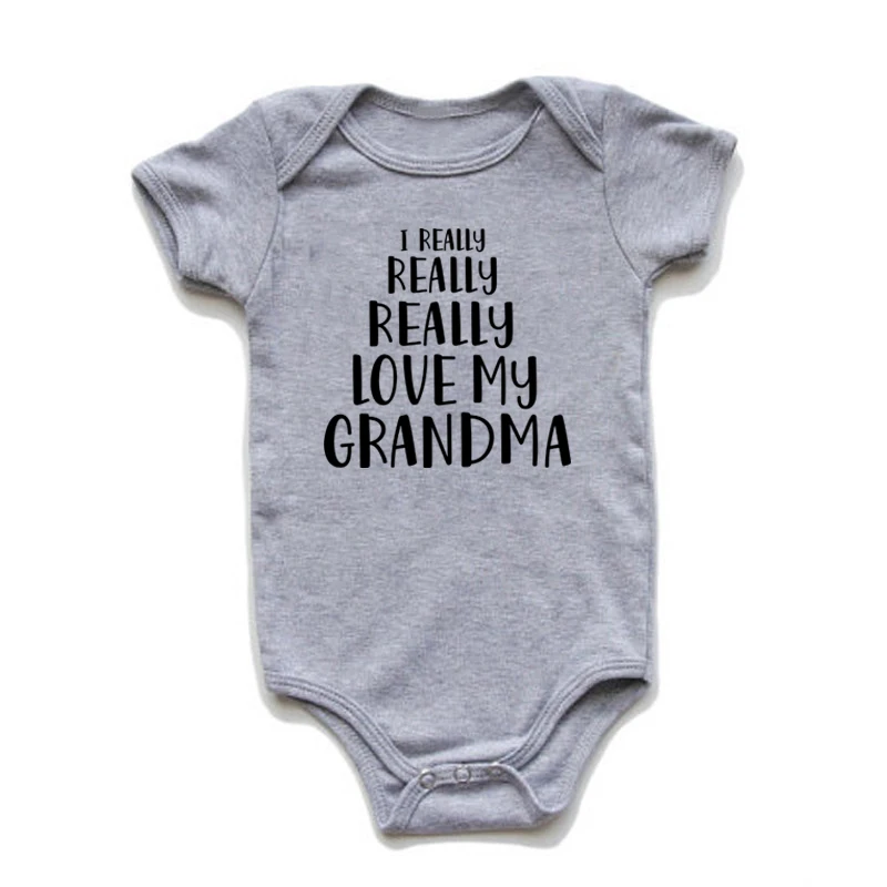 I REALLY REALLY Love my Grandma Printed Newborn Baby Bodysuit Cute Cotton Baby Boy Girls Onesies Rompers Body Baby Clothes