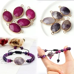 Natural Purple Amethyst Agates Chalcedony DIY Pendants Opal Ston DIY Accessories Bracelet Necklace Charms Fashion Handmade Gift