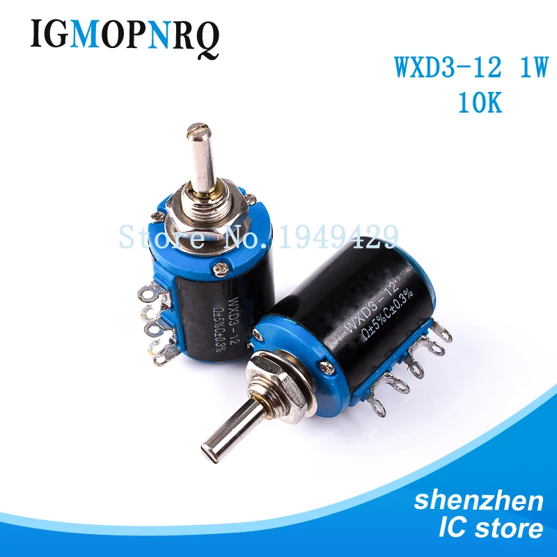 2PCS/LOT WXD3-12 1W 10K Precision multi turn potentiometer 5 ring multi-circle precision wire-wound potentiometer New