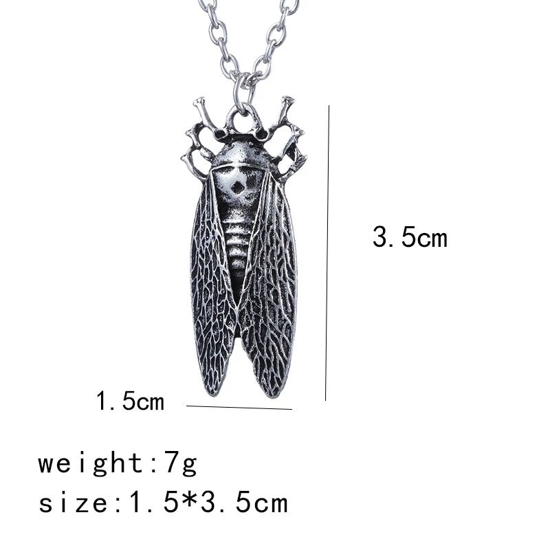 Fashion Jewelry Vintage Punk Charm Metal Insect Simulation Cicada Pendant Necklace For Men And Women Gifts