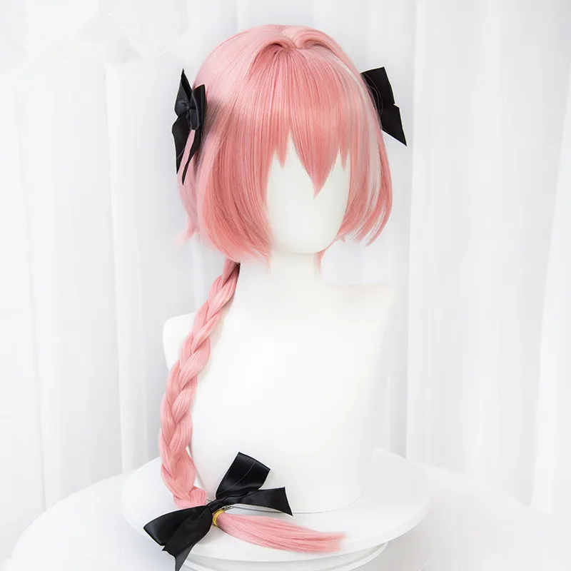 Japanese Anime Fate/Apocrypha Astolfo Cosplay Wigs Halloween Party Stage Long Pink Hair Bows Astolfo wigs+wig cap Astolfo shoes