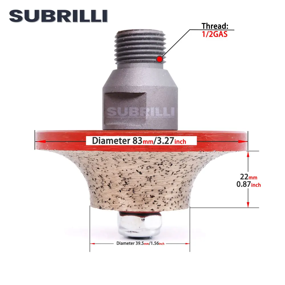 SUBRILLI B20 Diamond Profile Wheel Sintered Router Bit 1/2GAS Thread CNC Tool For Granite Marble Concrete Edge Grinding Abrasive