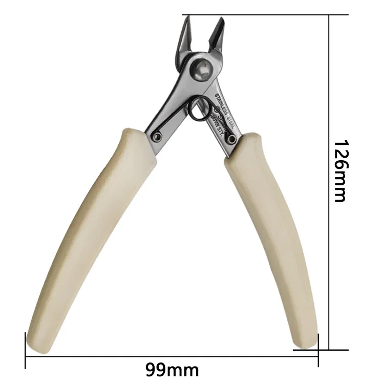 1pcs White Handle Diagonal Pliers Japanese-style Ruyi Needle-nosed Cut Line 45#Steel DIY Hand Tools