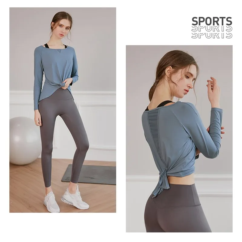 Vansydical Women Seamless Yoga Set Workout Clothes Long Sleeve Gym Crop Top High Waist Leggings Fitness Sport Suit Gymwear