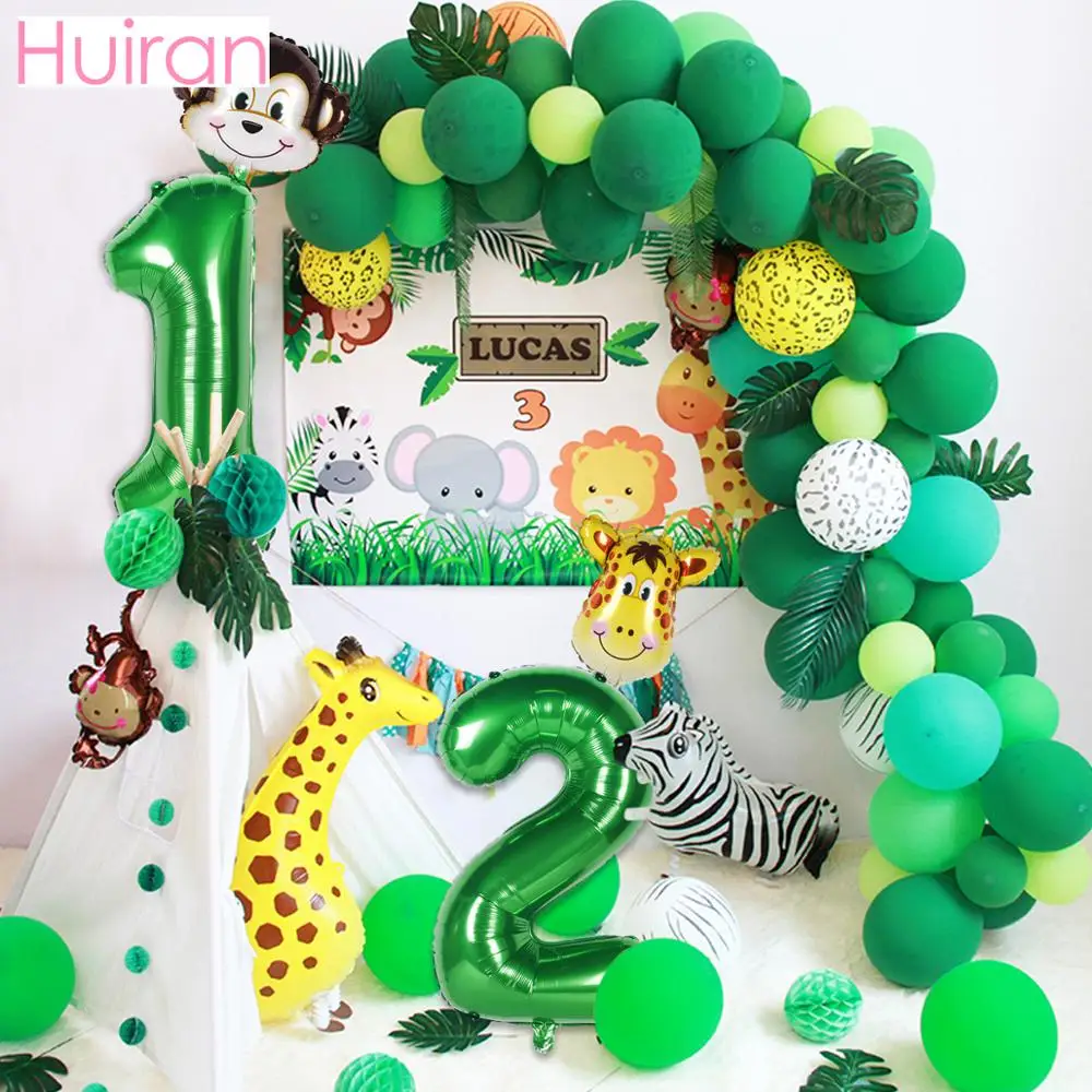 Jungle Safari Party Animal Digital Balloons Set 1st Birthday Party Decoration Forest Helium Balloon Baby Shower Animal Baloons