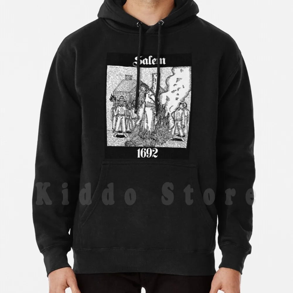 

Salem 1692 Hoodies Long Sleeve Salem Witch Trials 1692 Black And White Medieval Witches